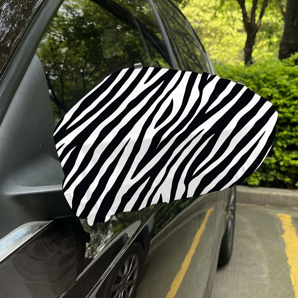 Black White Zebra Pattern Print Car Side Mirror Covers