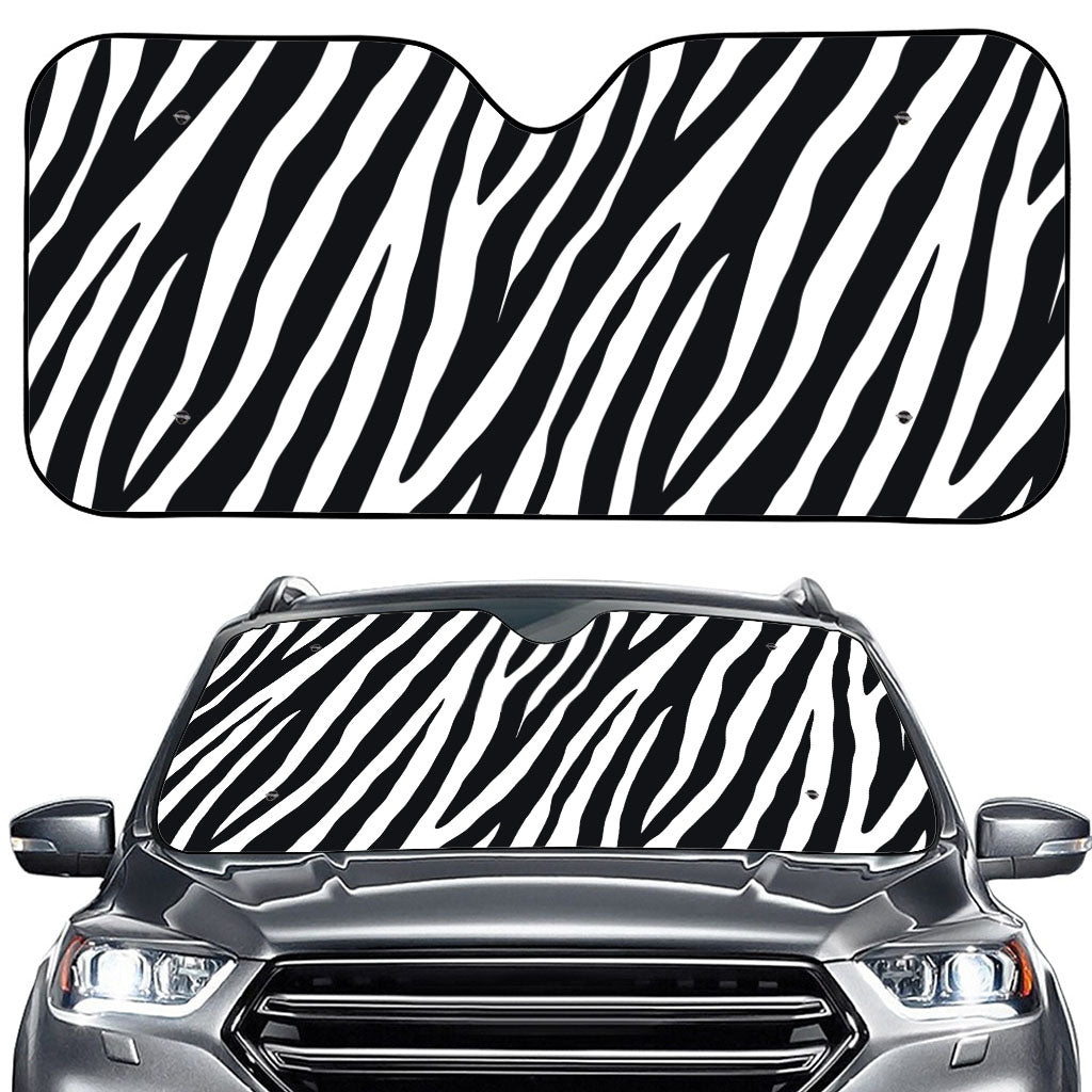 Black White Zebra Pattern Print Car Windshield Sun Shade