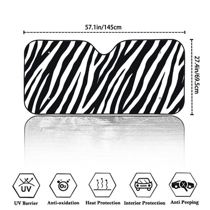 Black White Zebra Pattern Print Car Windshield Sun Shade