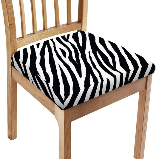 Black White Zebra Pattern Print Chair Cushion Cover
