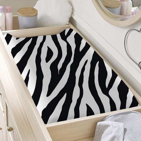 Black White Zebra Pattern Print Changing Pad Cover