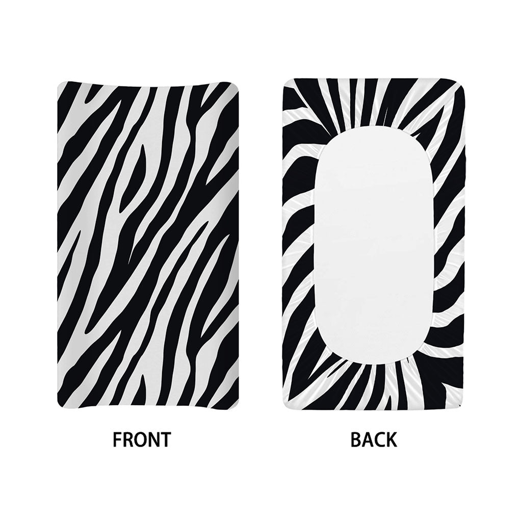 Black White Zebra Pattern Print Changing Pad Cover