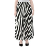 Black White Zebra Pattern Print Chiffon Maxi Skirt