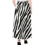 Black White Zebra Pattern Print Chiffon Maxi Skirt