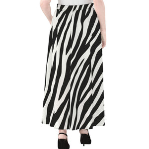 Black White Zebra Pattern Print Chiffon Maxi Skirt