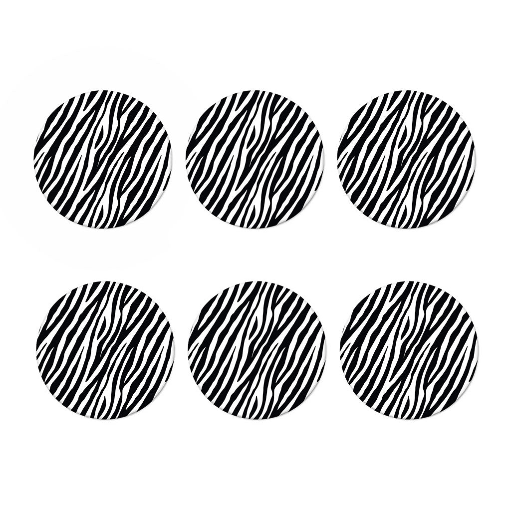 Black White Zebra Pattern Print Coaster Set