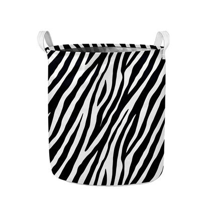 Black White Zebra Pattern Print Collapsible Laundry Basket