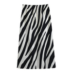 Black White Zebra Pattern Print Cotton Front Slit Maxi Skirt