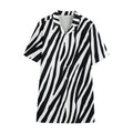 Black White Zebra Pattern Print Cotton Hawaiian Shirt