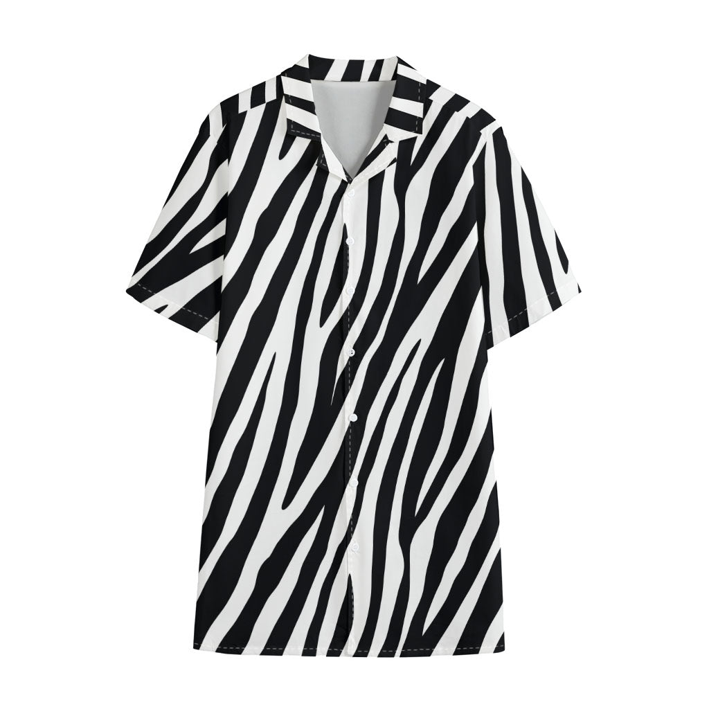 Black White Zebra Pattern Print Cotton Hawaiian Shirt