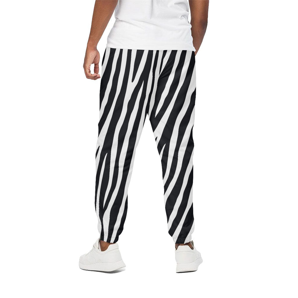 Black White Zebra Pattern Print Cotton Pants