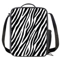Black White Zebra Pattern Print Crossbody Lunch Bag