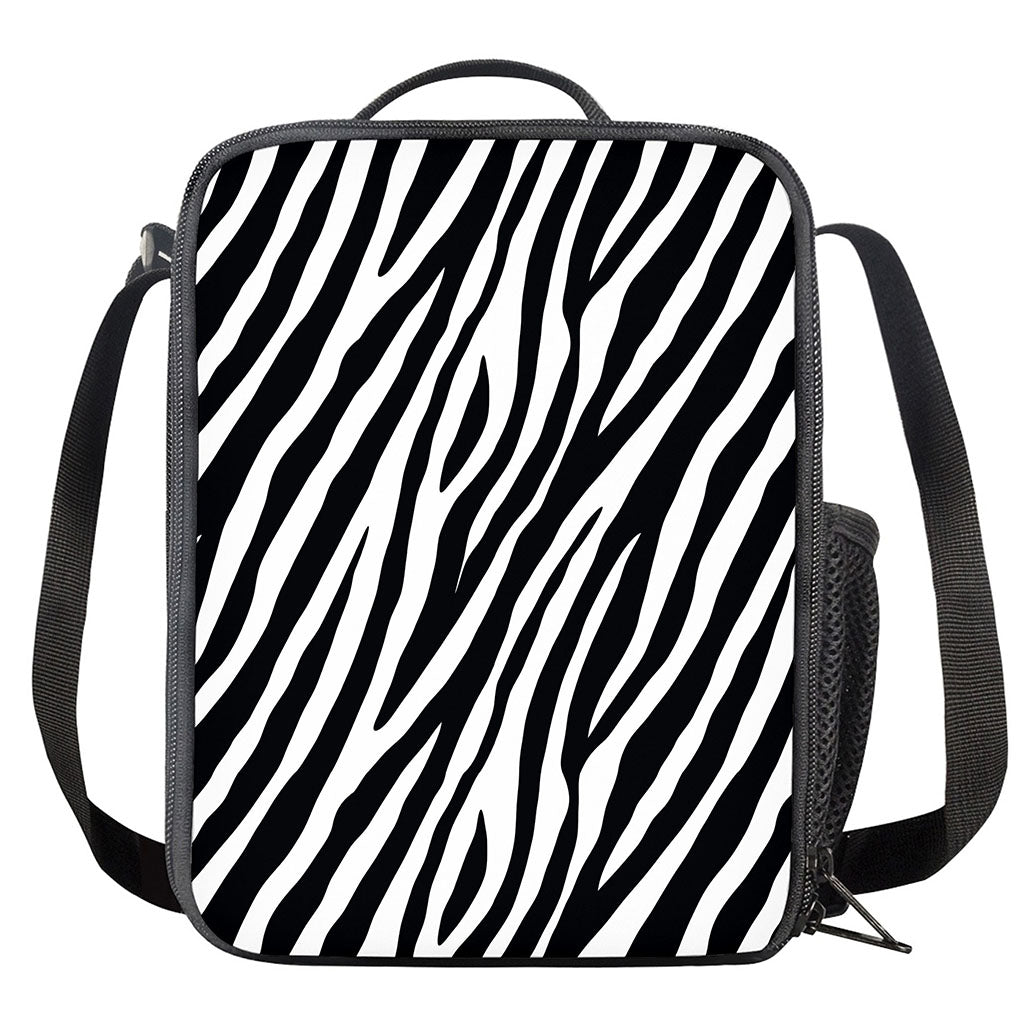 Black White Zebra Pattern Print Crossbody Lunch Bag