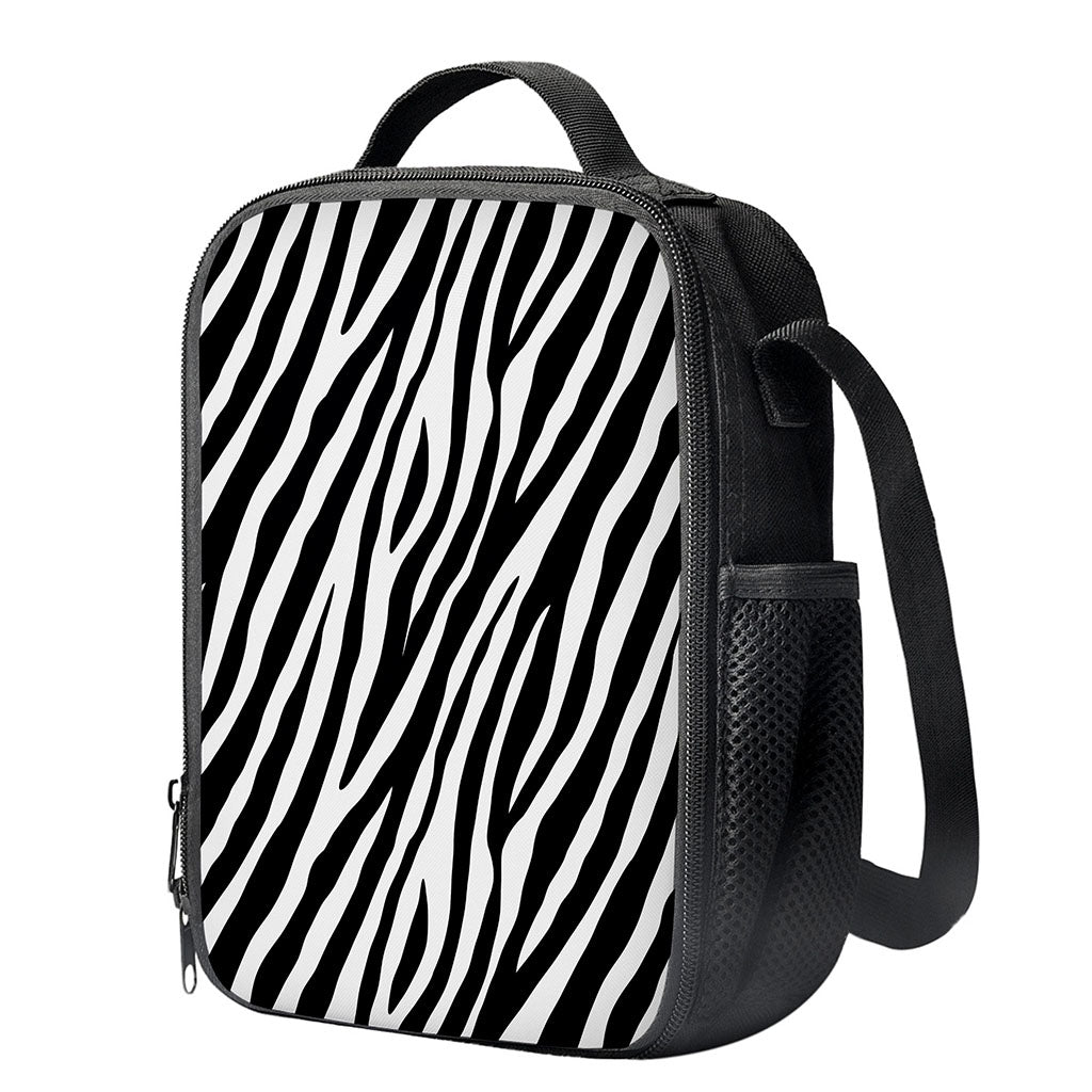 Black White Zebra Pattern Print Crossbody Lunch Bag