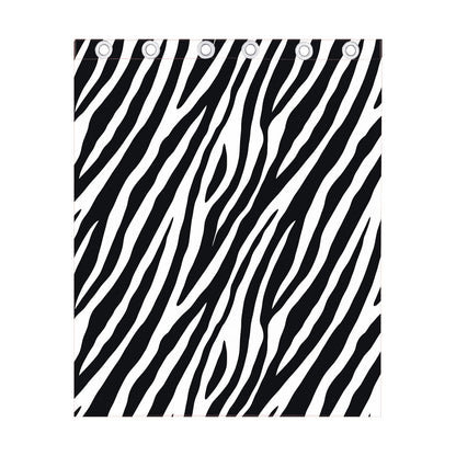 Black White Zebra Pattern Print Curtain