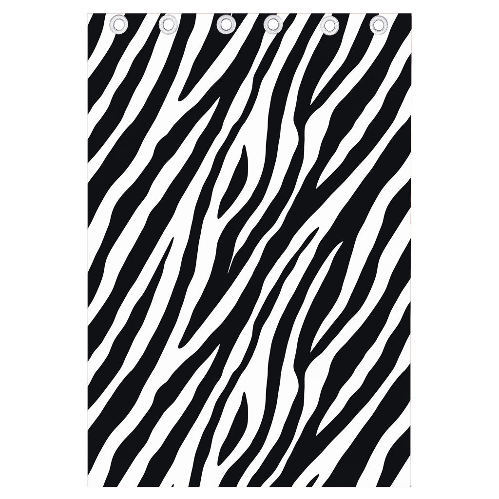 Black White Zebra Pattern Print Curtain
