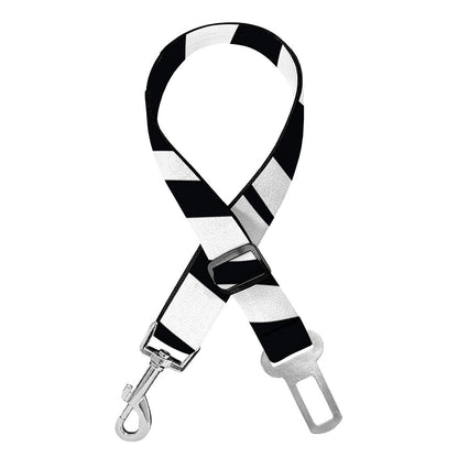 Black White Zebra Pattern Print Dog Seat Belt