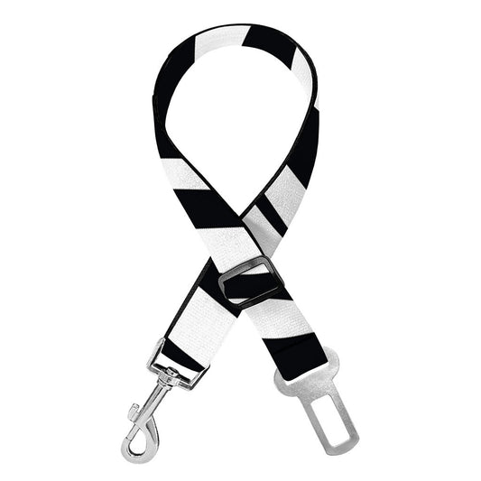Black White Zebra Pattern Print Dog Seat Belt