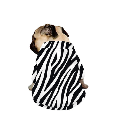 Black White Zebra Pattern Print Dog Zip Up Jacket