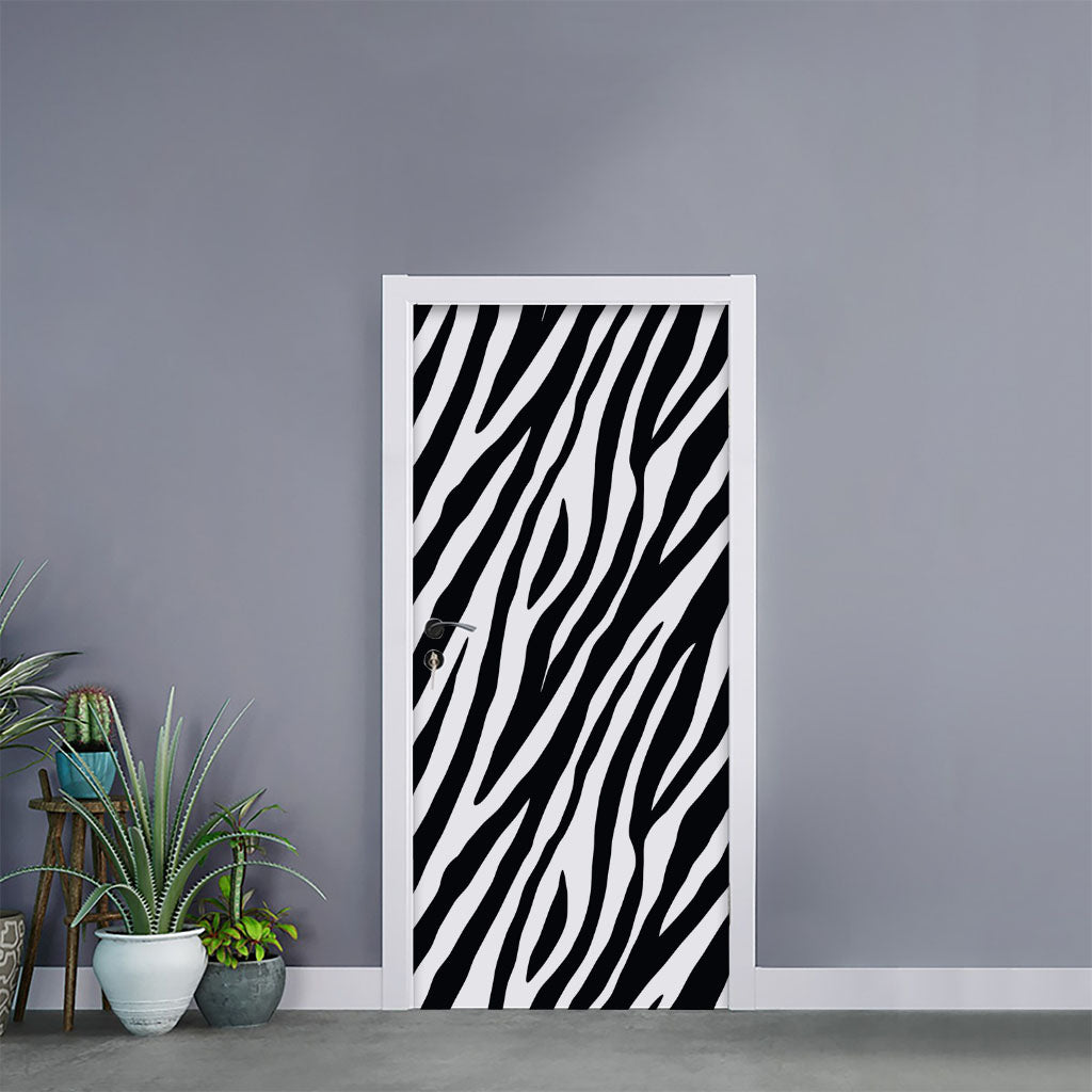 Black White Zebra Pattern Print Door Sticker