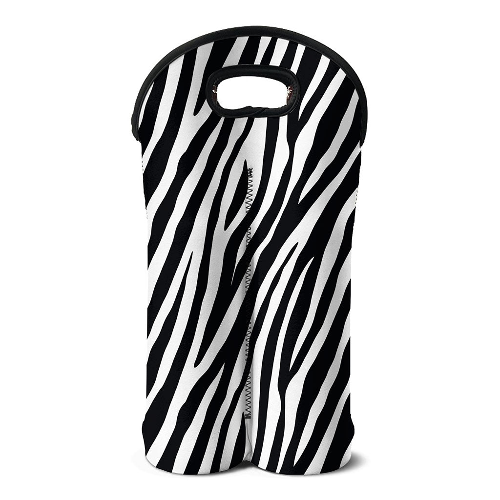 Black White Zebra Pattern Print Double Neoprene Wine Tote