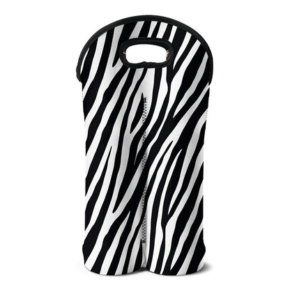 Black White Zebra Pattern Print Double Neoprene Wine Tote