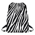 Black White Zebra Pattern Print Drawstring Backpack