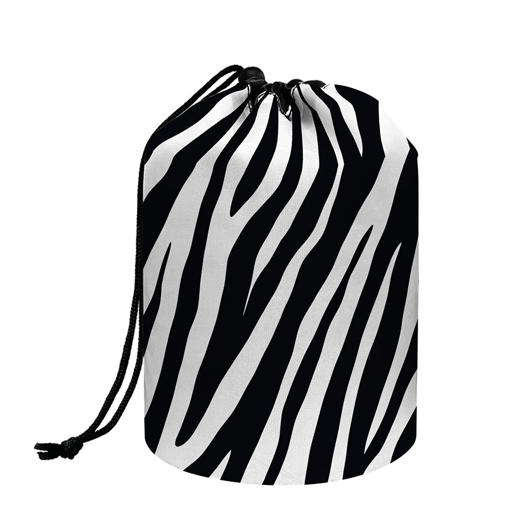 Black White Zebra Pattern Print Drawstring Makeup Bag