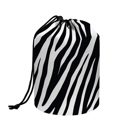 Black White Zebra Pattern Print Drawstring Makeup Bag