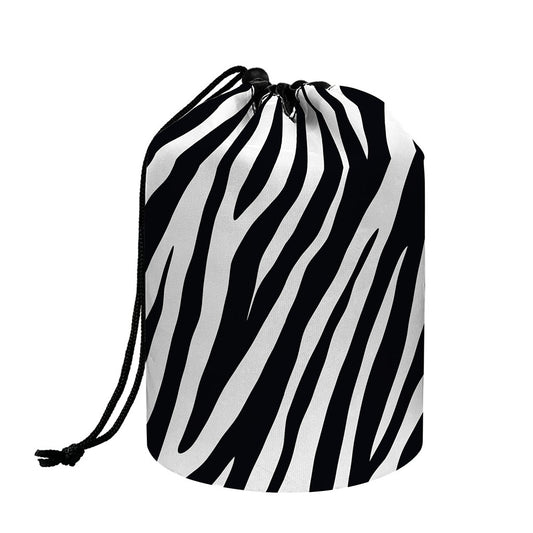 Black White Zebra Pattern Print Drawstring Makeup Bag