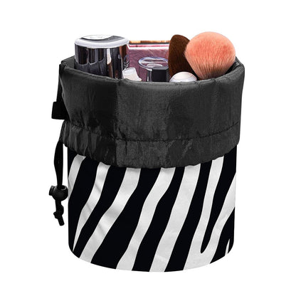 Black White Zebra Pattern Print Drawstring Makeup Bag