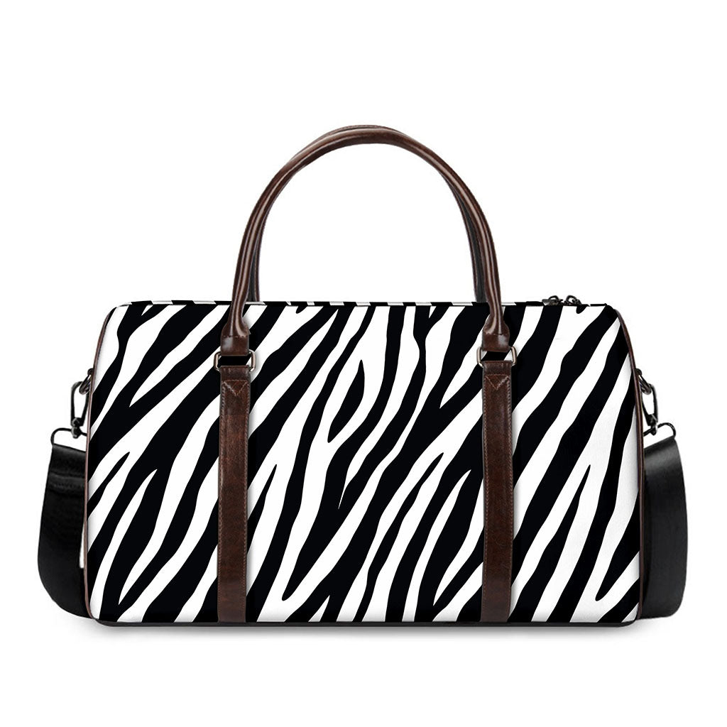 Black White Zebra Pattern Print Duffle Bag