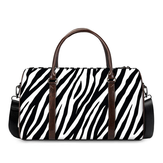 Black White Zebra Pattern Print Duffle Bag