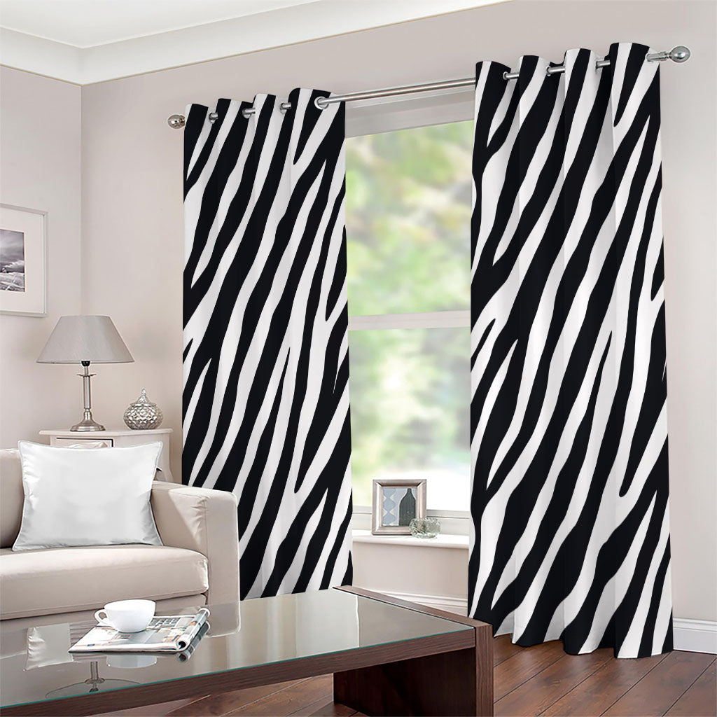 Black White Zebra Pattern Print Extra Wide Grommet Curtains