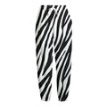 Black White Zebra Pattern Print Fleece Lined Knit Pants