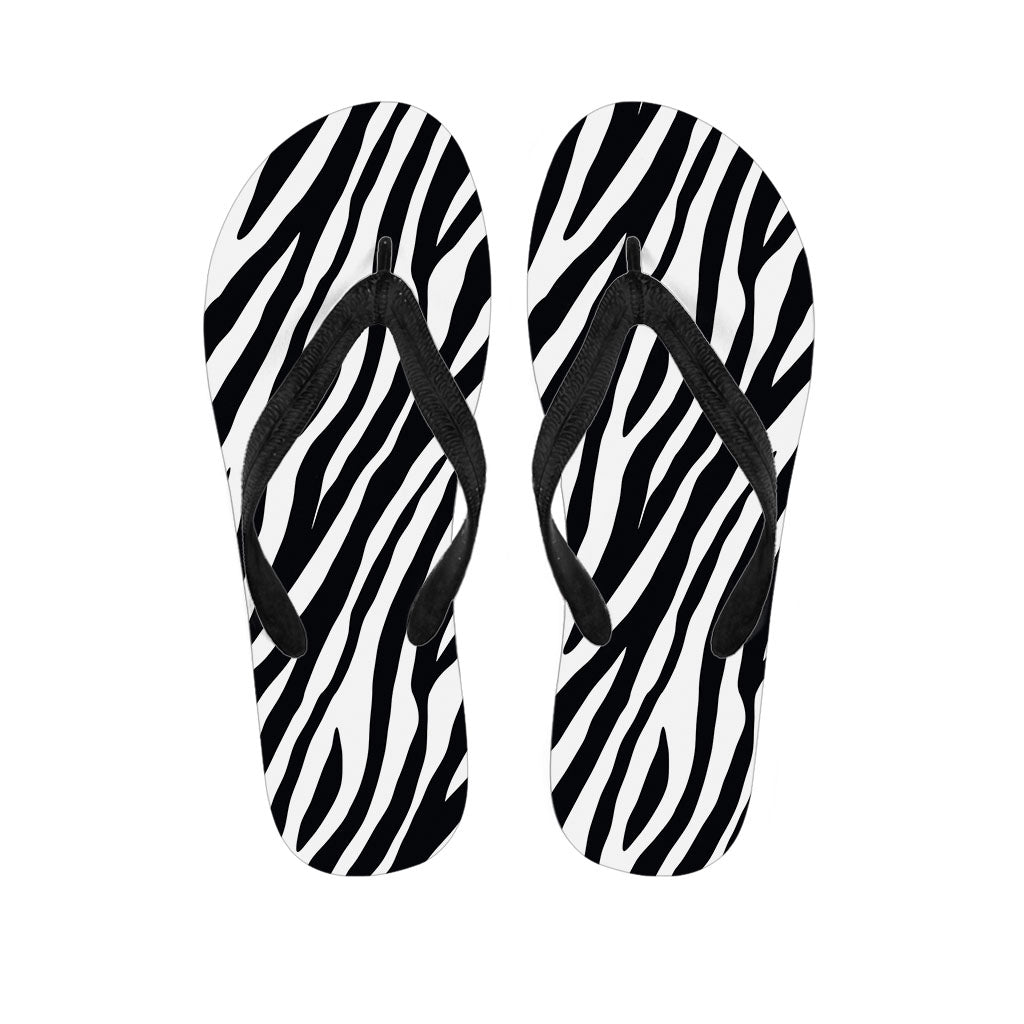 Black White Zebra Pattern Print Flip Flops