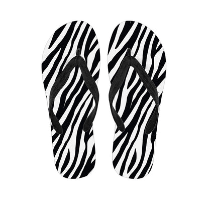 Black White Zebra Pattern Print Flip Flops