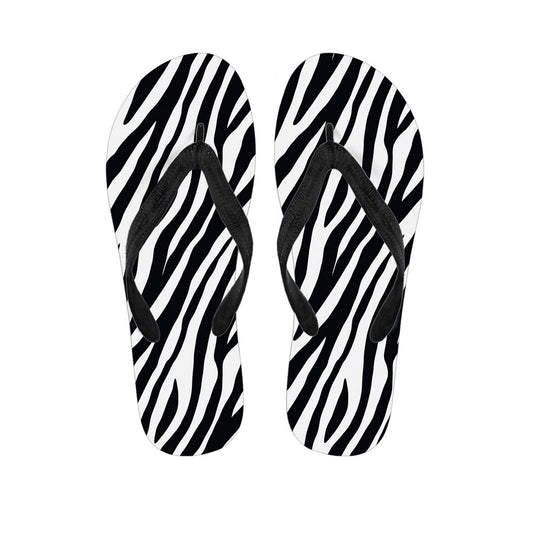 Black White Zebra Pattern Print Flip Flops