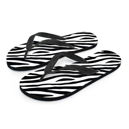 Black White Zebra Pattern Print Flip Flops