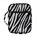Black White Zebra Pattern Print Front Pocket Bible Bag