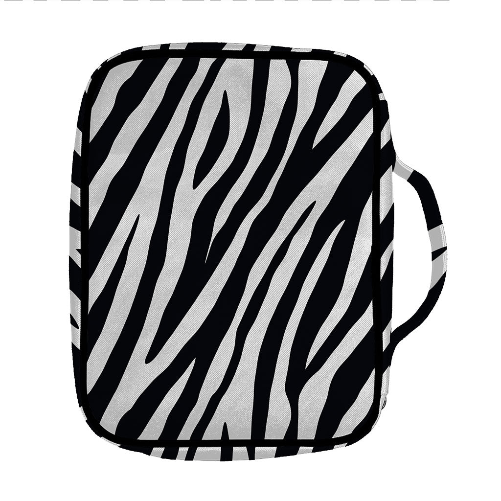 Black White Zebra Pattern Print Front Pocket Bible Bag