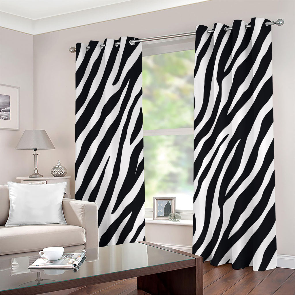 Black White Zebra Pattern Print Grommet Curtains