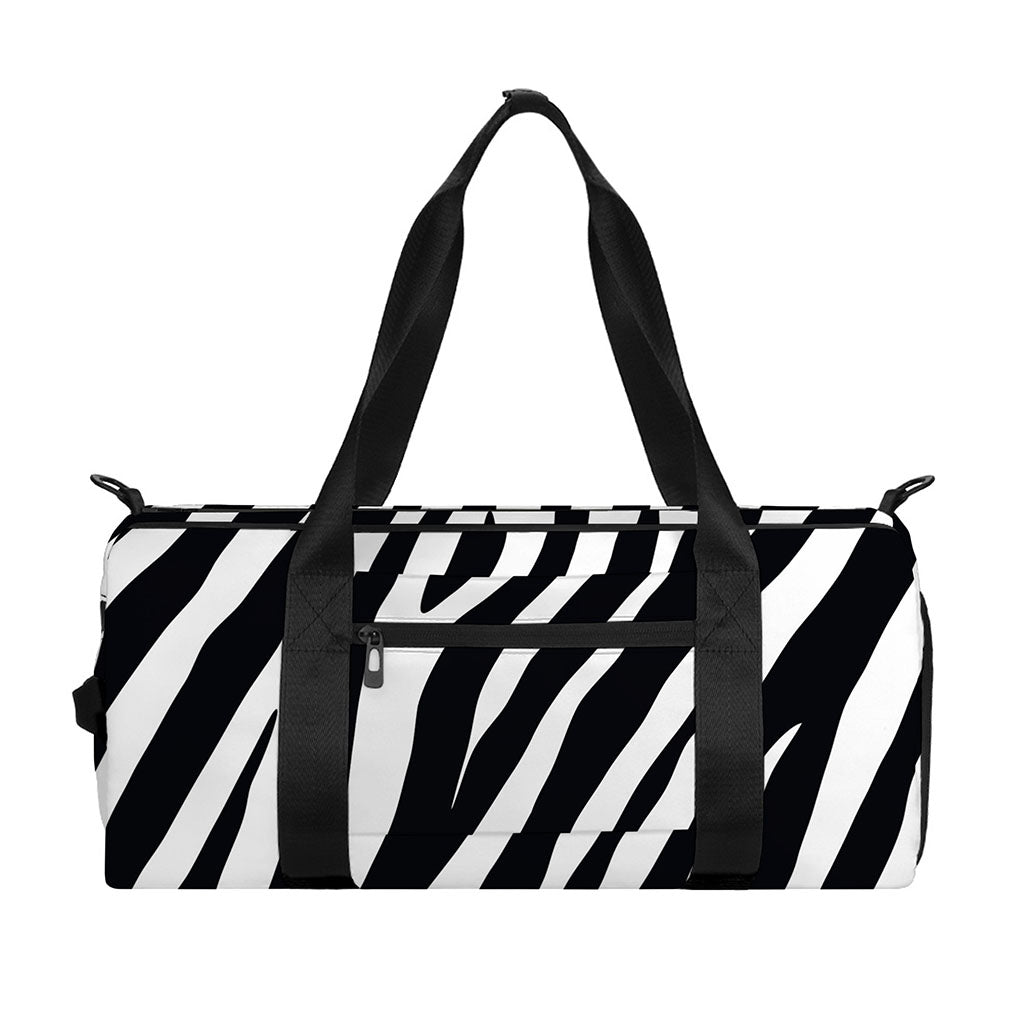Black White Zebra Pattern Print Gym Bag