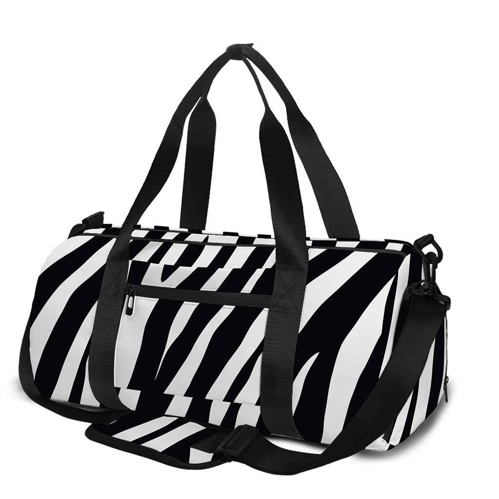 Black White Zebra Pattern Print Gym Bag