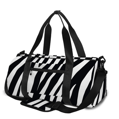 Black White Zebra Pattern Print Gym Bag