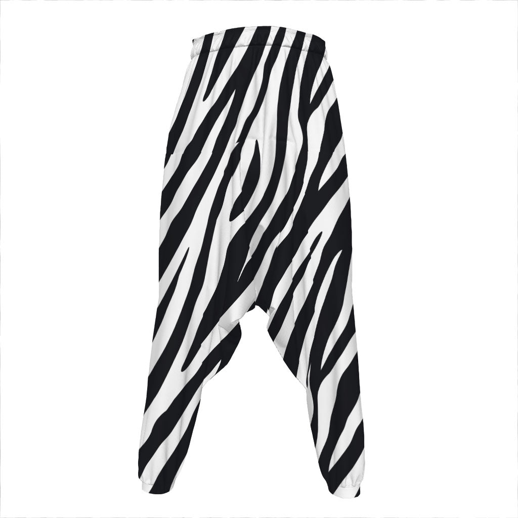 Black White Zebra Pattern Print Hammer Pants