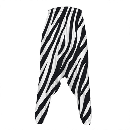 Black White Zebra Pattern Print Hammer Pants