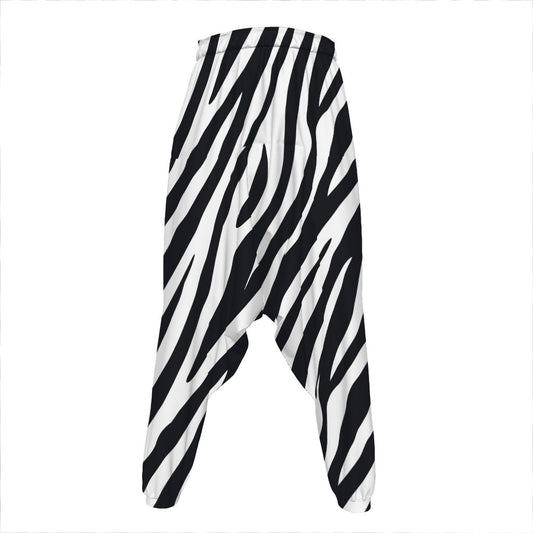 Black White Zebra Pattern Print Hammer Pants
