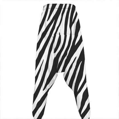 Black White Zebra Pattern Print Hammer Pants