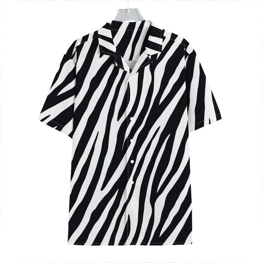 Black White Zebra Pattern Print Hawaiian Shirt